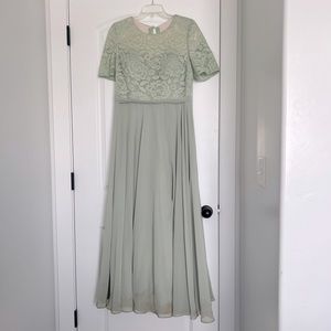 Celedon or Light Bluish-Green Bridesmaid Dress
